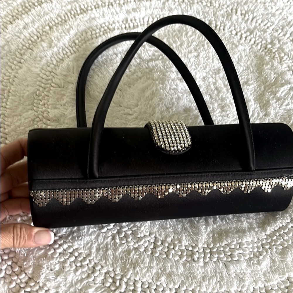Black and Silver Women's Handbag. Preloved and adorable